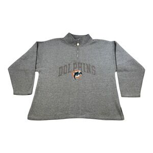 Miami Dolphins Shirt Mens XL Gray NFL Football Pro Player Pullover Quarter Zip